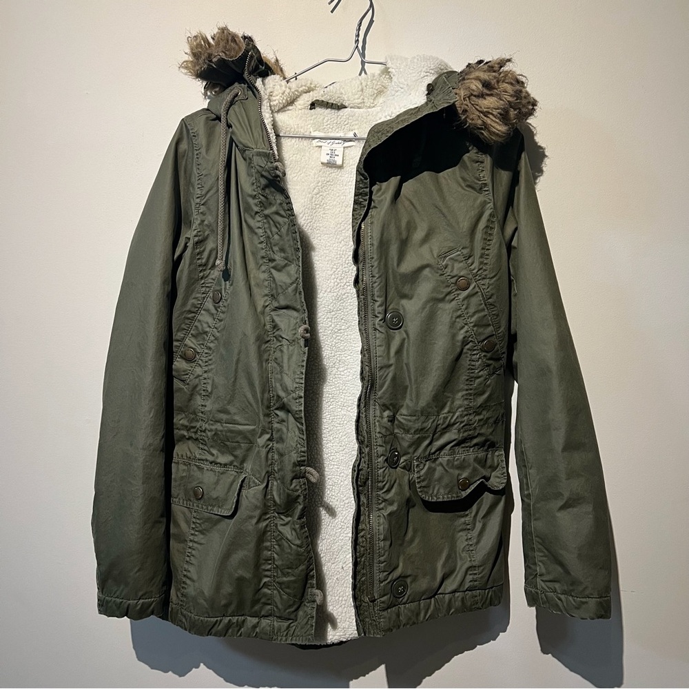 Green winter parka